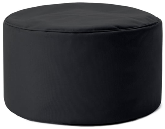 Lumaland Indoor Outdoor Sitzhocker 25x45 cm - Runder Sitzpouf, Sitzsack Bodenkissen, Sitzkissen, Bean Bag Pouf - Wasserabweisend - Pflegeleicht - ideal für Kinder und Erwachsene - Schwarz