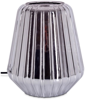 hofstein Tischleuchte Tischlampe aus Metall/Glas in Chrom/Rauch/Schwarz, ohne Leuchtmittel, Glasschirm (17cm), An/-Auschalter am Kabel, 1x E27, ohne Leuchtmittel