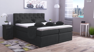 Meisterbetten Boxspringbett Babo 100x220 in WT-Schwarz, Matratzenbezug Nano, Komfortschaum-Topper