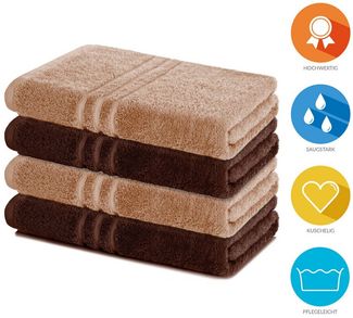 Lavea Duschtücher 4er Set Duschtuch 70x140 cm, Elena Frottee Handtücher, (Set, 4-St), Dusch-Handtuch, 500 g/m² Frottier, weich & saugstark, pflegeleicht