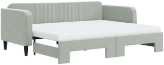 vidaXL Tagesbett Ausziehbar mit Matratzen Hellgrau 90x200 cm Samt 3197087