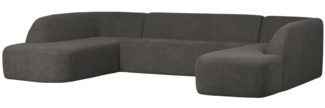 Sofa Sloping U-Form aus Melange-Stoff, Dunkelgrau