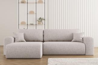 Kaiser Möbel Ecksofa mit Schlaffunktion und Stauraum für Bettzeug, Capri Stoff Neve