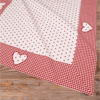 matches21 HOME & HOBBY Tischdecke Tischdecke LISE Herz Landhausstil rot, 100 % Baumwolle, in 70x70 cm (1-tlg), Pflegeleicht waschbar bis 30° Grad