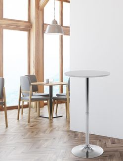 Stehtisch rund Ø 60cm BERLI - Aluminium Gestell | Bistrotisch Gastro Bartisch rund Hoher Tisch Hochtisch, 108x60cm HxB, Weiß-Silber