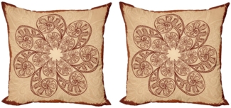 Abakuhaus Kissenbezüge Modern Accent Doppelseitiger Digitaldruck, (2 Stück), Brown Mandala Kreise Zentangle