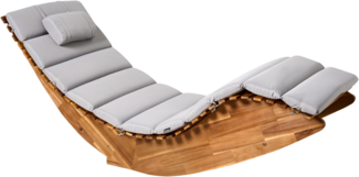 Sonnenliege mit Kissen BRESCIA PREMIUM Akazienholz Hellgrau