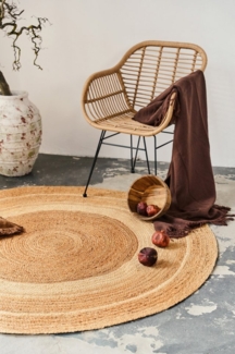 Tapiso Designteppich JUTE, rund, Höhe: 4 mm, 100% Naturfaser, Wohnzimmer, Esszimmer, Schlafzimmer