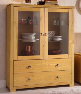 Home affaire Highboard Gotland, Vitrine, Breite 101 cm, Türen mit Glaseinsätzen, aus massiver Kiefer