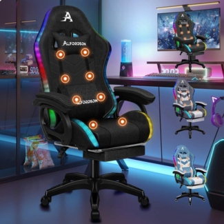 Gamer Stuhl Ergonomisch mit Massagefunktion Schwarz