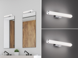 TRIO Leuchten Spiegelleuchte, LED fest integriert, Warmweiß, 2er Set Wand-lampe mit Schalter Badezimmerlampen Silber, Breite 40cm