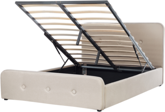 Polsterbett mit Bettkasten hochklappbar RENNES Beige 140x200 cm
