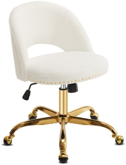 VINGLI Bürostuhl Schreibtischstuhl, Drehstuhl mit goldenen Nieten, Schminktisch Stuhl, Wippfunktion 105°-120°, 360° Drehbar, bis 136KG, Homeoffice Stuhl