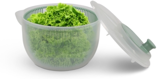 Salatschleuder ( 2,7 Liter, Ø20cm ) BPA-frei, 3in1 - Schleuder, Sieb und Salatschüssel, 3D Kurbel - Schleudern ohne Kraftaufwand, Salattrockner