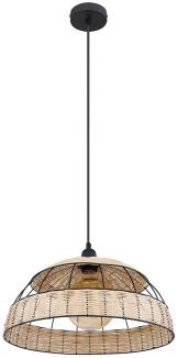 RGB LED Hängeleuchte, Rattan, Gittergeflecht, schwarz, braun, H 120cm