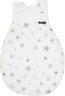 Alvi Baby Mäxchen Außensack Exclusiv I Baby-Schlafsack mitwachsend & atmungsaktiv I Kinderschlafsack waschbar I leichter Schlafsack ÖKO-tex geprüft, Größe: 62/68, Design:Silver Stars silbergrau 786-9