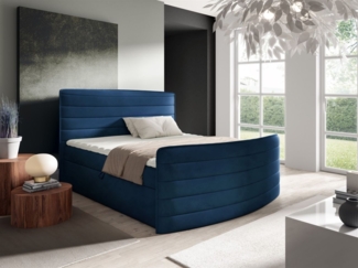 Boxspringbett Schlafzimmerbett AMBRA 120x200cm Stoff Elisa Velvet Dunkelblau