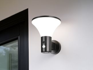 Außenwandleuchte GORDA mit Solar und Strom, Hybrid mit Bewegungsmelder Höhe 19cm