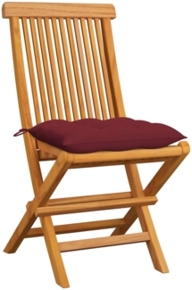 vidaXL Gartenstühle mit Weinroten Kissen 6 Stk. Massivholz Teak 3065614
