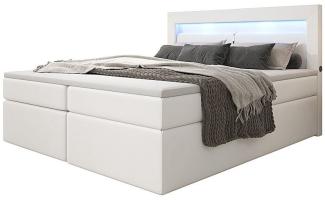 Boxspringbett Repos mit LED und USB 140x200 Weiß H2