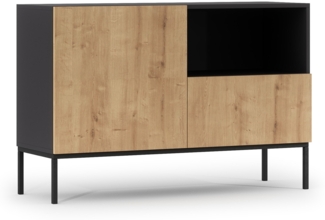 Eltap Lanzzi Kommode 120 Schwarz/Artisan, Schwarz, 25 x 46 x 96 cm