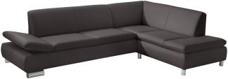 Ecksofa mit Ottomane rechts Kaye Bezug Kunstleder Metallfuß verchromt / braun 23139