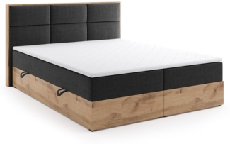 Labett Boxspringbett aus Holz im Loft-Stil LOLY 140x200 160x200 180x200 200x200 (2 Bettkästen, Topper), 7-Zonen Taschenfederkernmatratze H3 oder H4