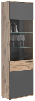 Vitrine Montery / Mason , Holzwerkstoff , Grau, Holzfarben , 57 x 200 x 37 cm