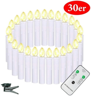 Gotoll LED-Christbaumkerzen 30er weihnachtsbaumkerzen kabellos mit Batterie und Fernbedienung, 30 flammig kabellos christbaumkerzen Weinachtsbaumkerzen Beleuchtung