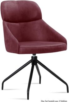 Esszimmerstuhl drehbar (4er-Set) Dorian 52x82x63 Schwarz/Marsala