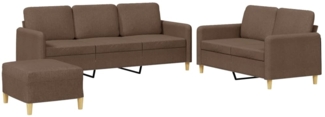vidaXL 3-tlg. Sofagarnitur mit Kissen Braun Stoff 3202129