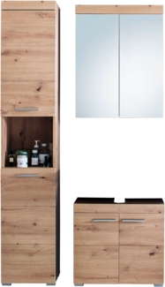 Badmöbel Amanda Eiche 3-teilig 112 cm, ohne Waschbecken