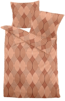 Dormisette Fein Biber Bettwäsche 135x200 Wellen Spiralen orange natur 4174-80