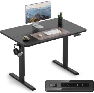 Elektrischer Höhenverstellbarer Schreibtisch 100x60cm Tischplatte Schwarz Stahl