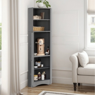 Flieks Badkommode Eckschrank mit 2 Türen und verstellbarem Einlegeboden (36.5x36.5x155 cm, 1 St, für Wohnzimmer, Arbeitszimmer, Schlafzimmer), Hochschrank mit 5 Fächern Mehrzweckschrank Badmöbel, Höhe 155 cm