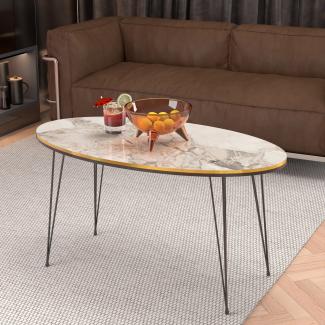 Couchtisch Hirtshals 41 x 90 x 50 cm Marmor, weiß / Gold [en. casa]