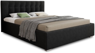Deine Möbel 24 Polsterbett KINA mit Bettkasten, Kompletbett (Beige, Creme, Hellgrau, Dunkelgrau, Anthrazit, Schwarz, 1-tlg, Inkl. Lattenrost und Bettkasten), Gepolstertes Kopfteil, Bettkasten mit Gasdruckfedern