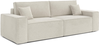 AX LIVING Cord Sofa Talaton 248cm Creme Sofa mit Kissen Schlaffunktion