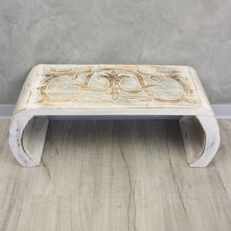 Oriental Galerie Beistelltisch Beitelltisch Brückentisch Tribals Natur Weiß Mittel, Nachttisch, Couchtisch, Laptoptisch