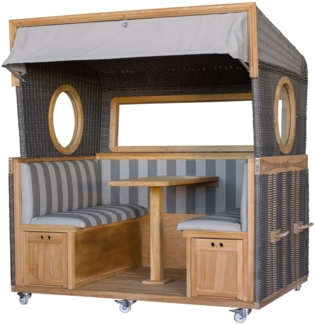 Gosch-Lounge Strandkorb 6-Sitzer Teak - PE grau durchgeflochten - Modell 981