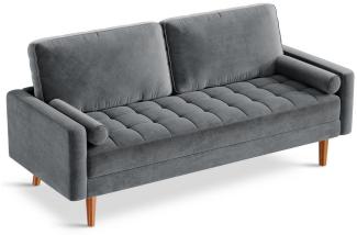 OUNUO Sofa 3 Sitzer Sofa 3er Samt Kleines Couch mit 2 Wurfkissen für Wohnzimmer