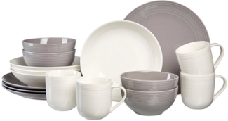 Ritzenhoff & Breker LEVI Kombiservice 16-tlg, Geschirrset, Service, Konisch, Porzellan, Grau+Weiß, 405996