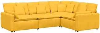 vidaXL Modulares Sofa mit Kissen Cordstoff Hellgelb 3321173