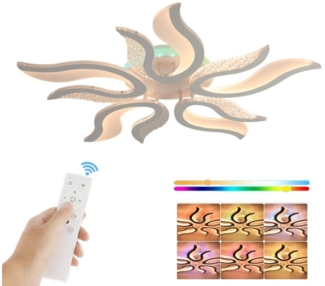 LETGOSPT Deckenleuchte 54W LED Deckenleuchte Mit Fernbedienung Dimmbar Blütenform Deckenlampe, LED fest integriert, Kaltweiß, Naturweiß, Warmweiß, RGB Hintergrundbeleuchtung Farbwechsel, RGB Hintergrundbeleuchtung Farbwechsel für Schlafzimmer Kinderzimmer