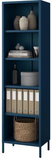 Bücherregal Metall MARIO - 5 Ebenen, Industrie-Design | Standregal Stahl Metallregal Büro Wohnzimmer Arbeitszimmer, 180x50x35cm Dunkelblau