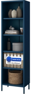 Bücherregal Metall CLIEN - 5 Ebenen, Industrie-Design | Standregal Stahl Metallregal Büro Wohnzimmer Arbeitszimmer, 180x50x35cm Dunkelblau