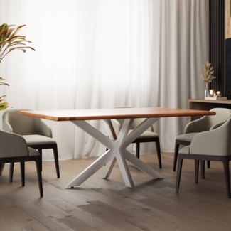 DELUKE® Tischgestell Metall THORN - Stahlgestell beschichtet, 71x120x68cm HxBxT| Tischbeine Outdoor Tischfüße Gestell für Esstisch Küchentisch Tischuntergestell Weiß