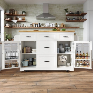 REDOM Küchenwagen Kücheninsel mit erweiterbarer Arbeitsplatte, (Gesamtmaße (aufgeklappt): 140 x 40 x 95 cm (L x B x H) Gesamtmaße (zusammengeklappt): 140 x 63.5 x 95 cm (L x B x H), 1 St), mit Arbeitsplatte