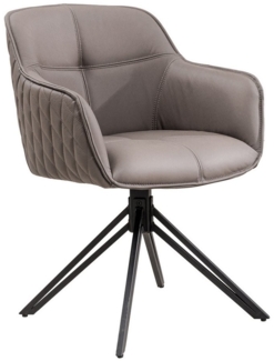 riess-ambiente Polsterstuhl EUPHORIA taupe / schwarz (Einzelartikel, 1 St), Esszimmer · Echtleder · Metall · mit Armlehne · 180° drehbar · Retro