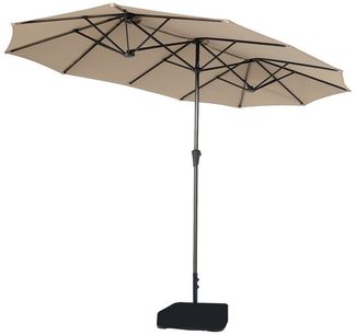 Sekey Sonnenschirm 400 x 220 cm Doppelsonnenschirm mit Kurbel, Groß Gartenschirm, UPF50+, LxB: 400,00x220,00 cm, Ohne/mit 50kg Ständer, UV 50+, wasserdicht, belüftet